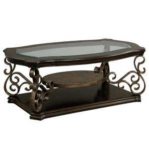 Tavolo da Cocktail 132 cm L x 81 cm L x 51,6 cm H con Piano in Vetro, Gambe in Metallo con Finitura a Polvere, Ripiano Centrale in MDF Rivestito in Carta Effetto Marmo - Product Image 6
