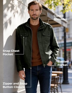 Manufacturer Custom <b>Utility</b> Style <b>Jacket</b> <b>Men</b> Outdoor Workwear Lightweight Multi Pocket Full Zip Casual <b>Jacket</b> - Product Image 4