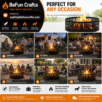 Brasero d'extérieur de 36 pouces - Anneau de foyer portable en métal pour camping et jardin - Découpes à 360 degrés pour la faune - Forêt et nature sauvage