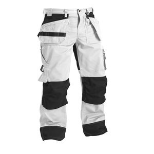 <b>Men's</b> <b>White</b> Workwear Pants Straight Fit Multiple Pockets Mid Waist Button Fly Breathable Canvas Fabric - Product Image 3