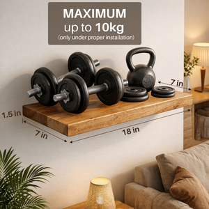 ชั้นวางของไม้แบบลอยติดผนังสไตล์โมเดิร์นมินิมอล ตกแต่งด้วยหนังสือ ต้นไม้ และของตกแต่งบ้านโทนสีกลางๆ - Product Image 2