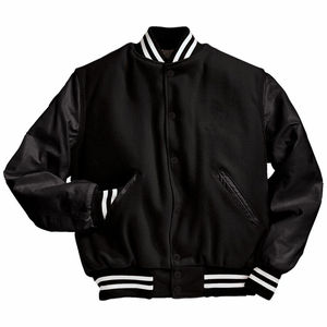 Blouson universitaire décontracté rouge pour homme, coupe classique, style vintage, en toile, avec lettres brodées, doublure polaire unie pour l'hiver - Product Image 1