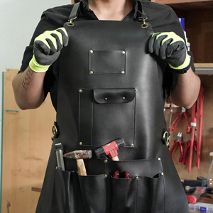 Tablier double couche en cuir véritable anti-odeur, robuste, pour une protection accrue - Vêtement de sécurité professionnel de qualité industrielle - Product Image 6
