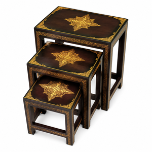 Hand Painted Nested Side <b>Table</b> <b>Set</b> Floral Wooden Nesting <b>Tables</b> Decorative Living Room Furniture - Product Image 2