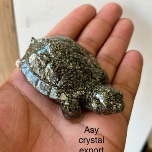 Natural Pyrite <b>Crystal</b> Turtle Feng Shui Wealth Luck Tortoise Resin Healing Stone <b>Animal</b> Carving Home Decor Reiki <b>Crystal</b> Gift - Product Image 2