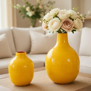 Metal Bright Yellow Powder Coated Flower Pot and Vase for Home Decor Indoor Outdoor Living Room Durable Available At <b>Best</b> - Product Image 4