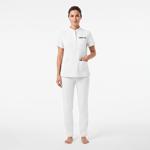 Uniforme de Enfermería para Mujer, Cuello Alto, Poliéster y Elastano, Blusa de Manga Corta y Pantalón, Traje Médico - Product Image 6