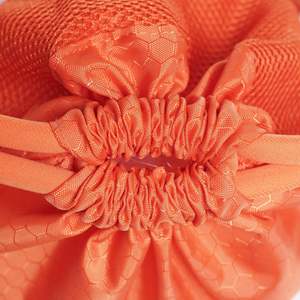Orange <b>Drawstring</b> <b>Backpack</b> with Front Zipper Pocket Geometric Pattern Softback Unisex Daypack Nylon Material - Product Image 5