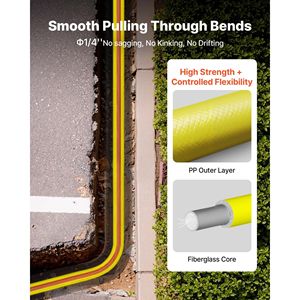 500FT 6.3MM Fiberglass Fish Tape 1/4-Inch Cable Rod Marked Every 5 Feet Duct Rodder Fishtape Wire <b>Puller</b> Stand Conduits Fittings - Product Image 3