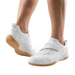 Premium Quality Wholesale Karate <b>Shoes</b> Asymmetrical <b>Hook</b> Loop Strap Closure Natural Brown Gum Sole White Martial Arts <b>Shoes</b> - Product Image 1