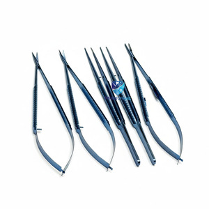 Ensemble d'instruments microchirurgicaux en titane bleu, 5 pièces, 18 cm, porte-aiguille, ciseaux, forceps tissulaires, outils de chirurgie de précision - Product Image 2