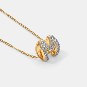 Collier pendentif lettre M plaqué or 18 carats de luxe avec strass en cristal sertis en chaîne, unisexe, pour tous les jours - Product Image 3