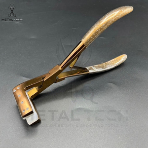 Pince à presser pour extensions de cheveux en bronze métallique, poignées texturées scintillantes, cadre perforé, pince de scellage en silicone - Product Image 3