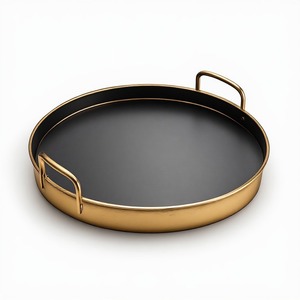 Collection de plateaux de service en métal noir doré Regal Eclipse Premium pour maisons distinguées, hôtels de luxe et réceptions élégantes - Product Image 1