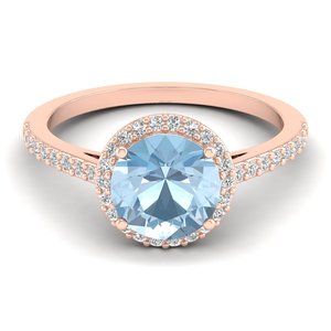 REYES <b>Statement</b> 925 Sterling <b>Silver</b> GRA Certified Moissanite Birthstone <b>Ring</b> For Women Round Cut 1.75Ct Aquamarine Gemstone <b>Ring</b> - Product Image 1