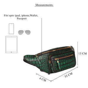 Riñonera Unisex Verde con Patrón de Cocodrilo, Forma de Media Luna, Cierre de Cremallera, Riñonera Casual para Uso Diario con Correa Única - Product Image 4