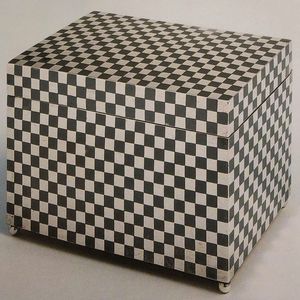 Rectangular Black White Checkered MDF/Resin <b>Double</b> Tier Eco-Friendly Resin Inlay American Style Lacquer Finish Jewelry Box for - Product Image 1