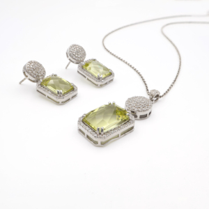 ชุดจี้และต่างหูเงินแท้ 925 ประดับเลมอนควอตซ์ พรีเมียม ชุบโรเดียม - Product Image 2
