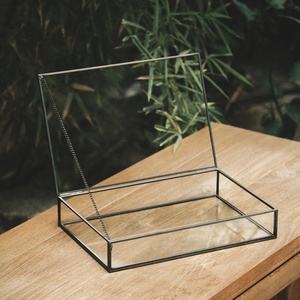 Boîte de rangement en verre avec cadre en métal rose doré de luxe en gros pour bijoux et maquillage, décorations pour la maison - Product Image 6