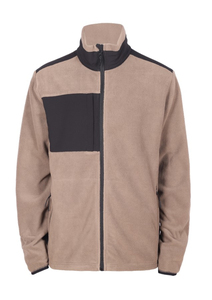 Veste polaire zippée intégrale pour homme, col montant, blocs de couleur noirs personnalisés sur le devant, haute qualité, coupe régulière, 100 % polyester, idéale pour l'automne - Product Image 2