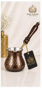 Handcrafted Etched Copper Turkish <b>Coffee</b> <b>Pot</b> Cezve Ibrik With Long <b>Metal</b> Handle Traditional Greek <b>Coffee</b> Maker - Product Image 2