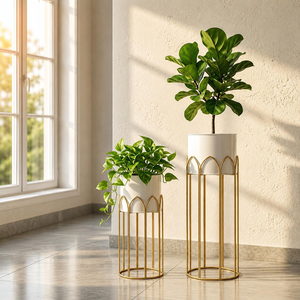 Jardinière contemporaine en métal avec support élégant surélevé pour plantes d'intérieur et d'extérieur, balcon, jardin, salon, patio - Product Image 1