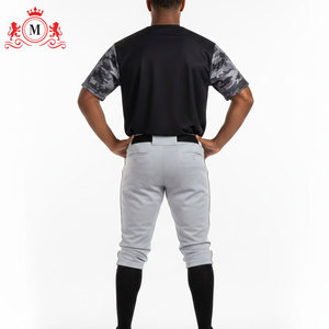 Ensemble uniforme pour homme : maillot de baseball noir avec manches camouflage et pantalon gris, en polyester respirant pour adultes - Product Image 2