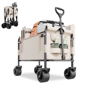 <b>Collapsible</b> Folding Wagon 550lb Load Capacity 220L <b>Storage</b> 2-in-1 Convertible Bench Utility Wagon Adjustable Handle Beach OEM - Product Image 1