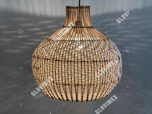 Lámpara Colgante de Bambú y Ratán, Lámpara de Techo de Mimbre Natural para Restaurante, Cafetería, Interior - Product Image 4