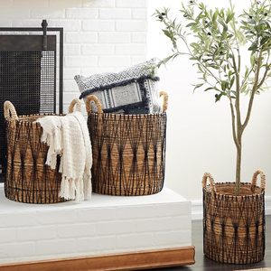 Handwoven Water Hyacinth Storage Basket Sustainable Natural Fiber Organizer Eco Friendly Home Decor Wholesale - Product Image 1