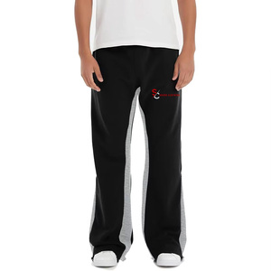 Pantalones Deportivos Negros con Corte Acampanado para Hombre, Marca Spark, con Franja Lateral Gris, Cintura Elástica, Ropa Casual, 100% Algodón, Invierno - Product Image 1