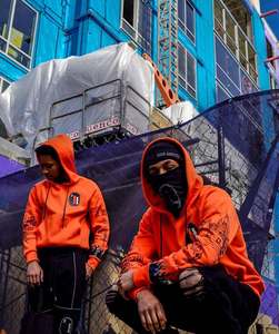 Conjunto unisex de sudadera con capucha y cremallera completa con estampado 3D y pantalones cargo holgados, estilo streetwear. - Product Image 4