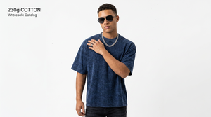 Camiseta de algodón 230GSM para hombre, estilo oversized, lavado ácido, color liso, streetwear de Tiruppur, camiseta para pedidos al por mayor - Product Image 3