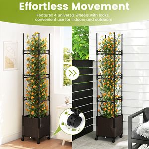 Grand lit de jardin surélevé réglable de 87 pouces avec treillis pour plantes et roues verrouillables - Product Image 5