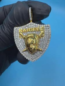 Pendentif en argent 925 style Hip Hop Las Vegas Raiders, personnalisé, serti de moissanite, motif bouclier de rappeur - Product Image 6