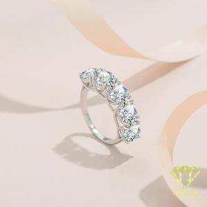 Three Stone Moissanite <b>Ring</b> <b>925</b> Sterling <b>Silver</b> Round Cut Bridal Engagement Jewelry Elegant Classic Wedding Gifts For Women - Product Image 5