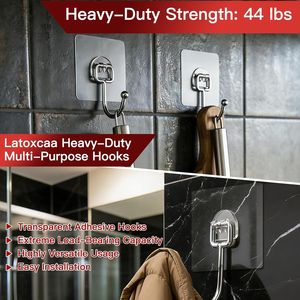 Set di 12 Ganci da Parete Resistenti, Grandi Appendiabiti Autoadesivi per Bagno, Cucina, Esterni, Robusti Ganci per Asciugamani - Product Image 6