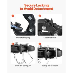 Crochet récepteur d'attelage de 2 pouces avec anneau de lunette de 2.5 à 3 pouces Capacité de 20000 lb Supports d'attelage - Product Image 4
