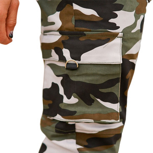 Pantalon de survêtement camouflage pour homme, taille élastique avec cordon de serrage, décontracté, avec poches, en maille mi-lourde, délavé - Product Image 4