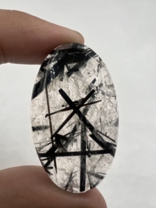 Quartz Rutile Noir Naturel Cabochon Ovale Pierre Précieuse Libre INDIA GEMS 38x22x7MM Effet de Couleur pour la Fabrication de Bijoux Vente en Gros - Product Image 4