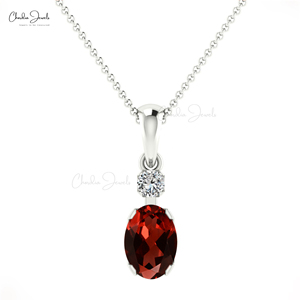 จี้พลอยโกเมนธรรมชาติจากโมซัมบิก ทองคำแท้ 14k ประดับเพชร จี้ห้อยคอ สร้อยคอ ขายส่งจากอินเดีย - Product Image 2