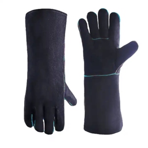 Gants de soudeur haute performance en cuir de vachette pleine fleur, vêtements de sécurité réfléchissants pour la sécurité au travail industriel - Product Image 3