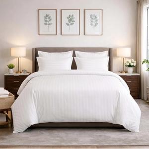 Conception unique, 100 % coton, 210 fils, tissage satiné rayé, drap simple blanc, 60x90 pouces, disponible à la vente - Product Image 1