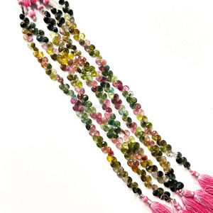 Cuentas facetadas de turmalina natural multicolor en forma de corazón de 6-6.5 mm, hilo de 9 pulgadas para la fabricación de joyería a precio de mayoreo. - Product Image 3