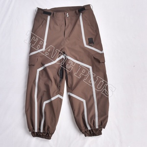 Pantalones Cargo para Hombre con Bloques de Color, Cierre de Cremallera Impermeable, Ajuste Holgado, Estilo Urbano, Gris y Negro, Poliéster - Product Image 1