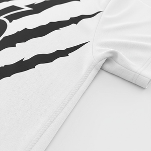 Custom 100% Polyester Sublimation Printed American Football <b>Soccer</b> Uniform White Black Claw Design Team Jersey Shorts Set - Product Image 4