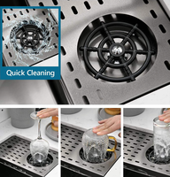 Évier de cuisine multifonction cascade en acier inoxydable intelligent noir avec affichage numérique LED, cuve unique, fait main, à encastrer sous plan