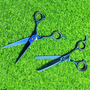 Hot Style Professional <b>Barber</b> Hair Cutting and Thinning Scissors Flat Blue Color Salon Barbershop Hairstylist Shears <b>Set</b> - Product Image 5