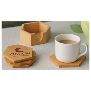 Ensemble de sous-verres en bois, produits de bureau promotionnels personnalisés avec impression pour Thanksgiving et la fête des mères - Product Image 4