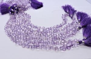 AAA Natural Pink Amethyst Faceted Heart Shape Briolette 7 To 8 MM Amethyst Gemstone Beads 9 Inch Strand Amethyst Faceted Beads - Product Image 6